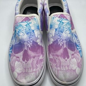 Watercolor Skull Athletic Shoe, Size 10